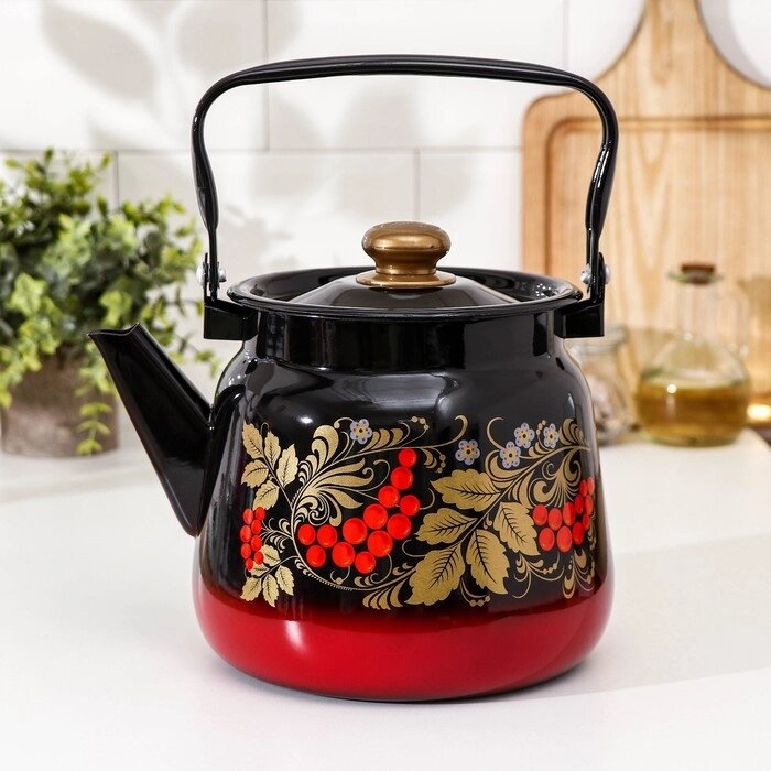 Чайник 'Рябинка', 3,5 л, индукция, цвет красно-чёрный МИКС от компании Интернет-магазин "Flap" - фото 1