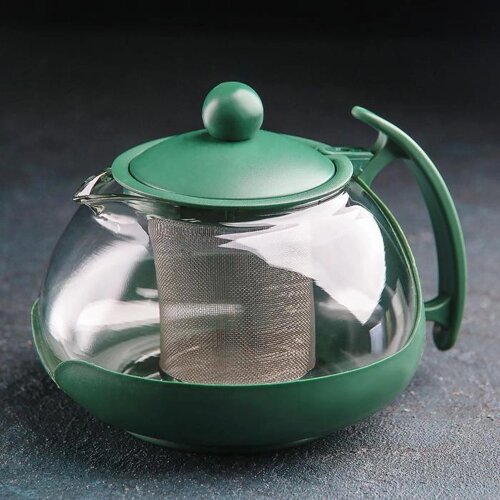 Чайник стеклянный заварочный 'Фантазия'750 мл, с металлическим ситом, цвет МИКС