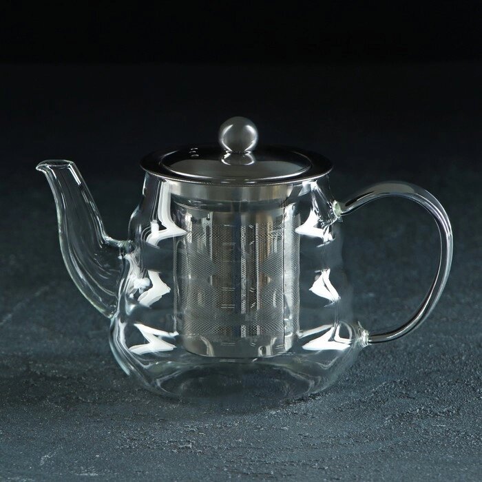 Чайник стеклянный заварочный с металлическим ситом 'Бриз', 600 мл от компании Интернет-магазин "Flap" - фото 1
