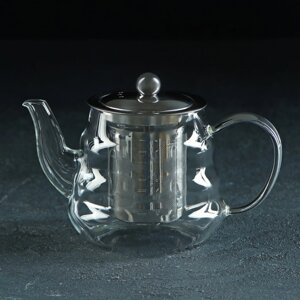 Чайник стеклянный заварочный с металлическим ситом 'Бриз'600 мл