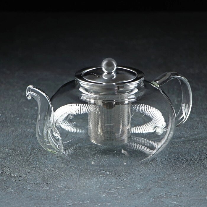 Чайник стеклянный заварочный с металлическим ситом 'Калиопа', 1 л от компании Интернет-магазин "Flap" - фото 1