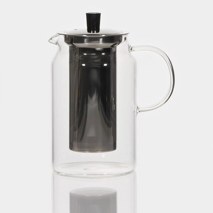 Чайник стеклянный заварочный с металлическим ситом Magistro 'Созидание', 1 л от компании Интернет-магазин "Flap" - фото 1