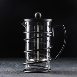 Чайник заварочный френч - пресс 'Лофт'600 мл, стекло, цвет чёрный