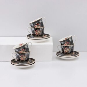 Чайный сервиз керамический 'Кобальт'12 предметов 6 чашек 200 мл, 6 блюдец d13,5 см