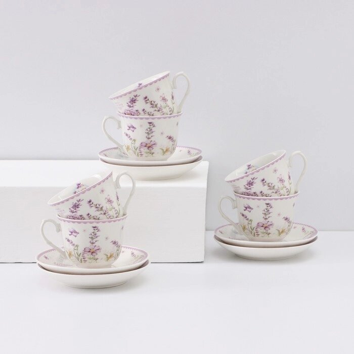 Чайный сервиз керамический 'Прованс', 12 предметов 6 чашек 200 мл, 6 блюдец d13,5 см от компании Интернет-магазин "Flap" - фото 1