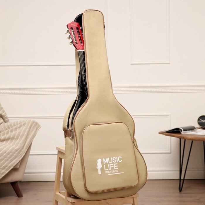 Чехол для гитары Music Life, премиум, бежевый, 105 х 44 х 14 см от компании Интернет-магазин "Flap" - фото 1