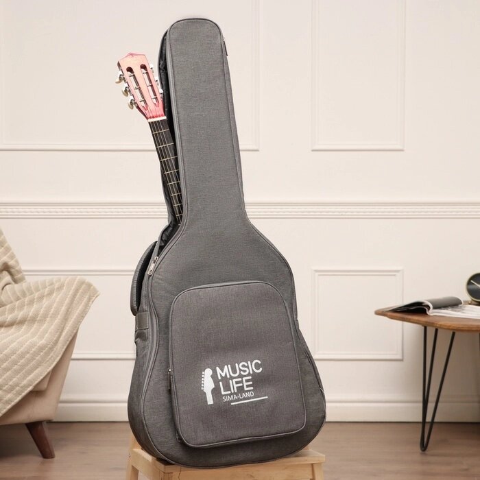 Чехол для гитары Music Life, премиум, серый, 105 х 44 х 14 см от компании Интернет-магазин "Flap" - фото 1
