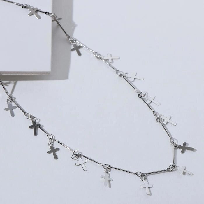 Чокер 'Металлика' крестики, цвет серебро, L30 см от компании Интернет-магазин "Flap" - фото 1