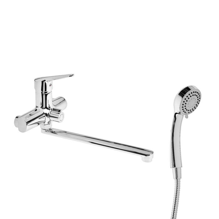 Cмеситель для ванны Accoona A7109, однорычажный, излив 300 мм, с душевым набором, хром от компании Интернет-магазин "Flap" - фото 1