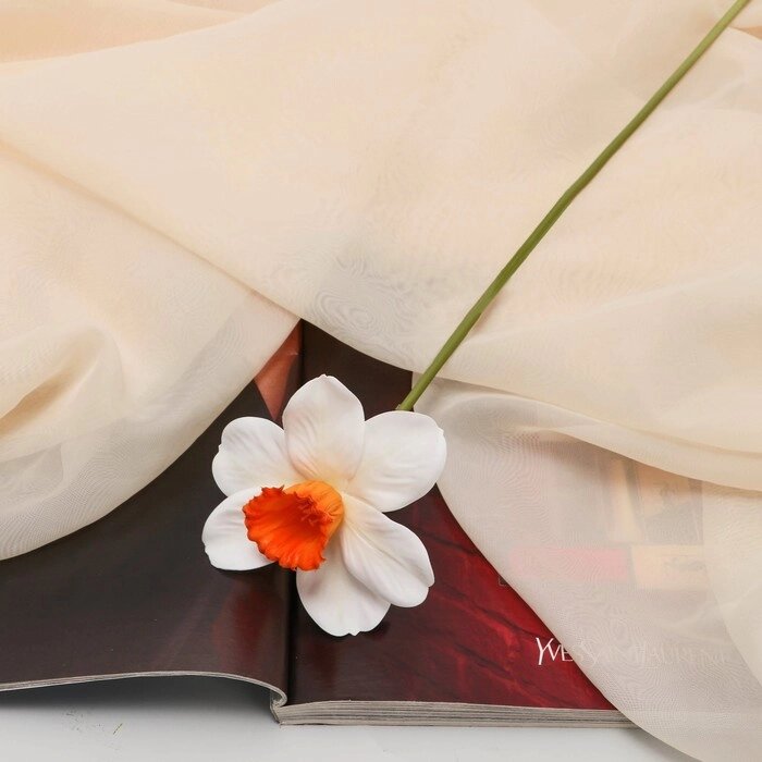 Цветы искусственные 'Нарцисс' премиум, 9х35 см, бело-оранжевый (комплект из 2 шт.) от компании Интернет-магазин "Flap" - фото 1