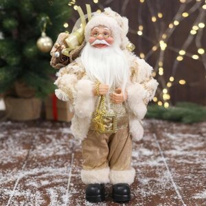 Дед Мороз 'В бело-золотистом костюме блеск, с подарками' 30х15 см