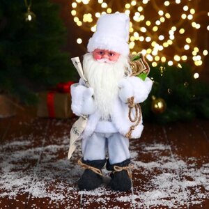 Дед Мороз 'В белом полушубке с мешком' двигается, 29 см