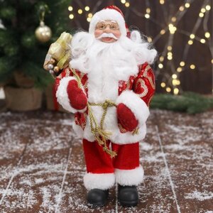 Дед Мороз 'В красной шубе с подвязкой, с подарками' 16х30 см