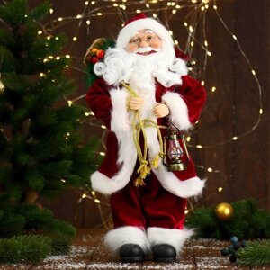 Дед Мороз 'В красной шубке, с фонарём' 45 см