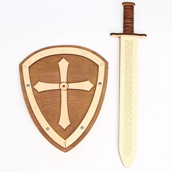 Деревянное оружие 'Щит и меч' 24x44,5x5,6 см от компании Интернет-магазин "Flap" - фото 1