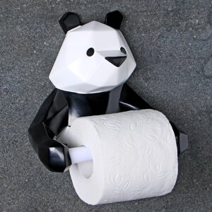 Держатель для туалетной бумаги 'Полигональная панда' 19х17х12см, черно-белая