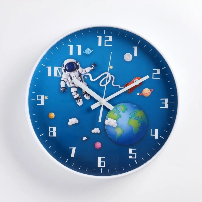 Детские настенные часы 'Космос', плавный ход, d-30 см, микс от компании Интернет-магазин "Flap" - фото 1