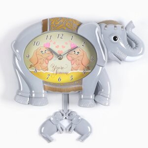 Детские настенные часы 'Слон'дискретный ход, маятник, 24.5 х 36 х 5.5 см