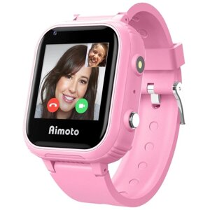 Детские смарт-часы Aimoto Pro 4G, 1.4'GPS, sim, камера, звонки, геозоны, IP67, SOS, розовые