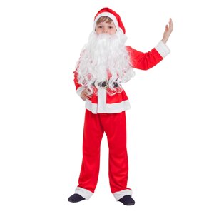 Детский карнавальный костюм 'Санта-Клаус'колпак, куртка, штаны, борода, р-р 30, рост 110-116 см