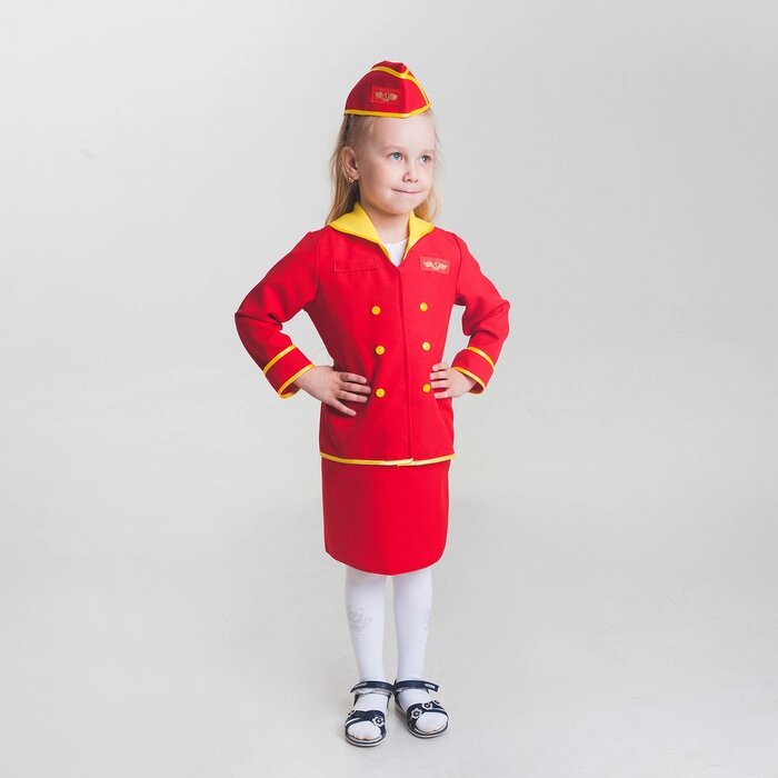 Детский карнавальный костюм 'Стюардесса', юбка, пилотка, пиджак, 4-6 лет, рост 110-122 см от компании Интернет-магазин "Flap" - фото 1