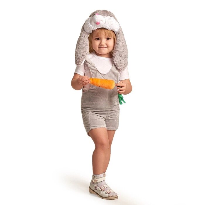 Детский карнавальный костюм 'Заюша', шапка, комбинезон, мягконабивная морковка, 1-2 года, рост 92 см от компании Интернет-магазин "Flap" - фото 1