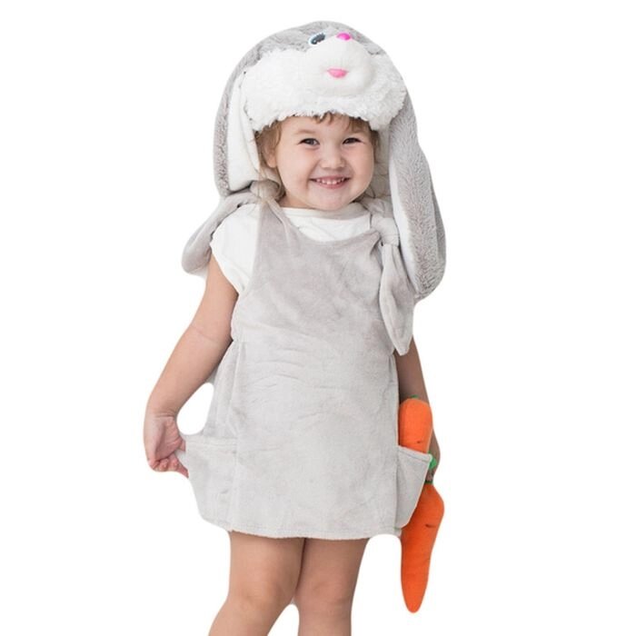 Детский карнавальный костюм 'Заюша', шапка, платье, мягконабивная морковка, 1-2 года, рост 92 см от компании Интернет-магазин "Flap" - фото 1