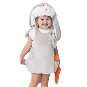 Детский карнавальный костюм 'Заюша'шапка, платье, мягконабивная морковка, 1-2 года, рост 92 см