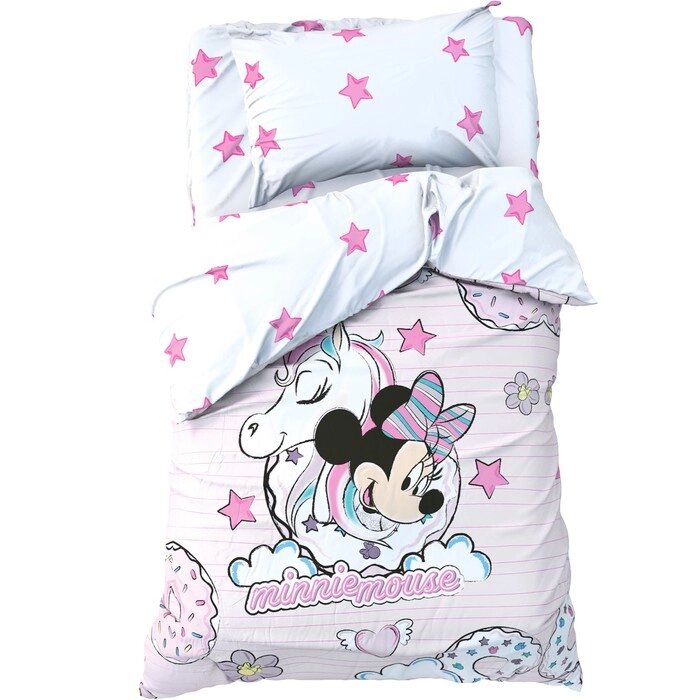 Детское постельное бельё 1,5 сп 'Minnie Mouse' с единорогом, 143*215 см, 150*214 см, 50*70 см -1 шт, поплин от компании Интернет-магазин "Flap" - фото 1