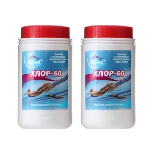 Дезинфицирующее средство Aqualand Хлор-60, по 1 кг, набор 2 шт