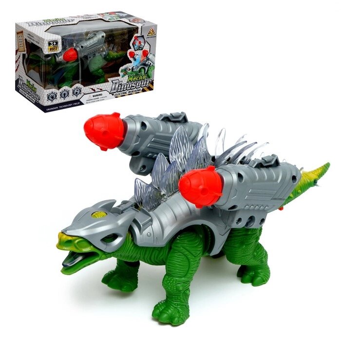 Динозавр 'Дино-воин', работает от батареек, стреляет ракетами, свет и звук, цвет МИКС от компании Интернет-магазин "Flap" - фото 1