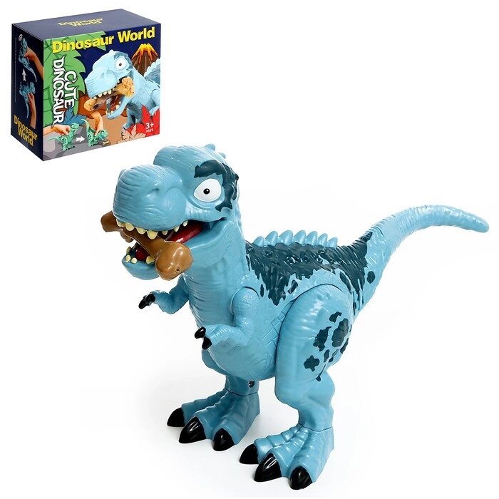 Динозавр 'Рекс', с косточкой, работает от батареек, свет и звук, цвет синий от компании Интернет-магазин "Flap" - фото 1