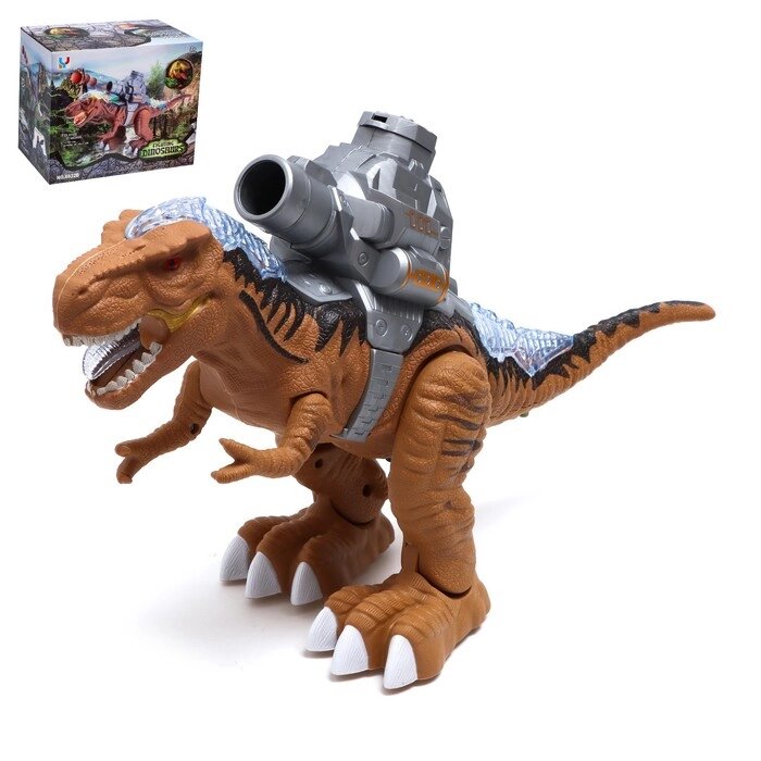 Динозавр 'Рекс', стреляет шарами, работает от батареек, свет и звук, цвет коричневый от компании Интернет-магазин "Flap" - фото 1