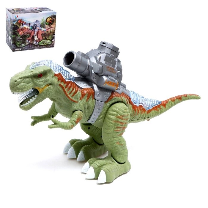 Динозавр 'Рекс', стреляет шарами, работает от батареек, свет и звук, цвет зелёный от компании Интернет-магазин "Flap" - фото 1