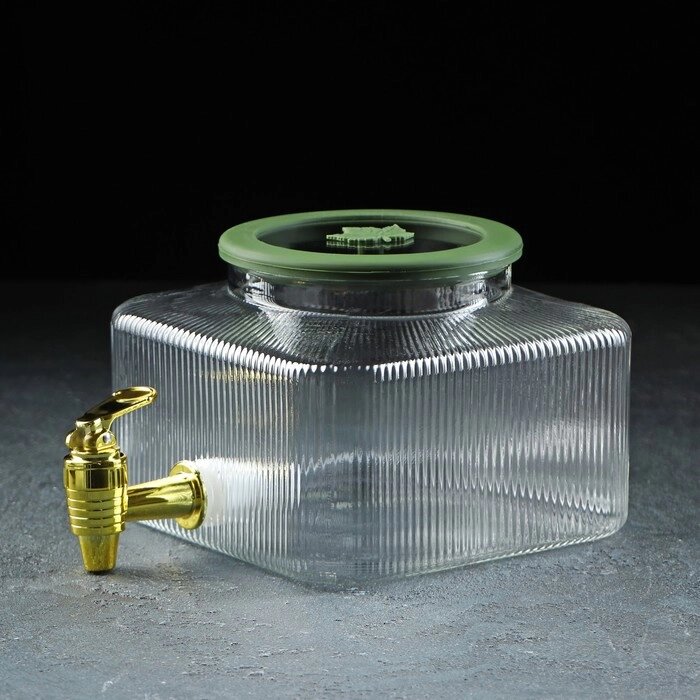 Диспенсер для напитков стеклянный 'Листок', 2,6 л, 18x13,5 см от компании Интернет-магазин "Flap" - фото 1