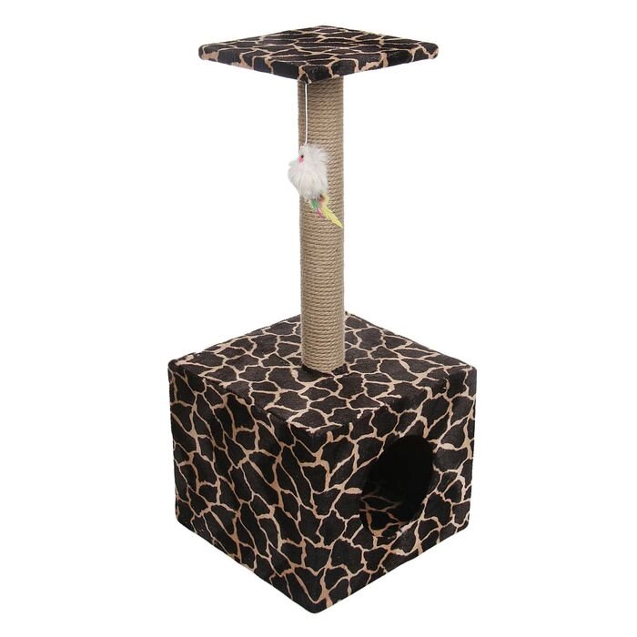 Домик для кошек с когтеточкой 'Куб', с площадкой и игрушкой, 35 х 30 х 85 см, микс цветов от компании Интернет-магазин "Flap" - фото 1