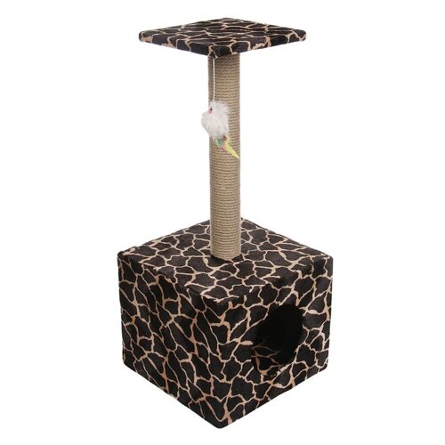 Домик для кошек с когтеточкой 'Куб'с площадкой и игрушкой, 35 х 30 х 85 см, микс цветов