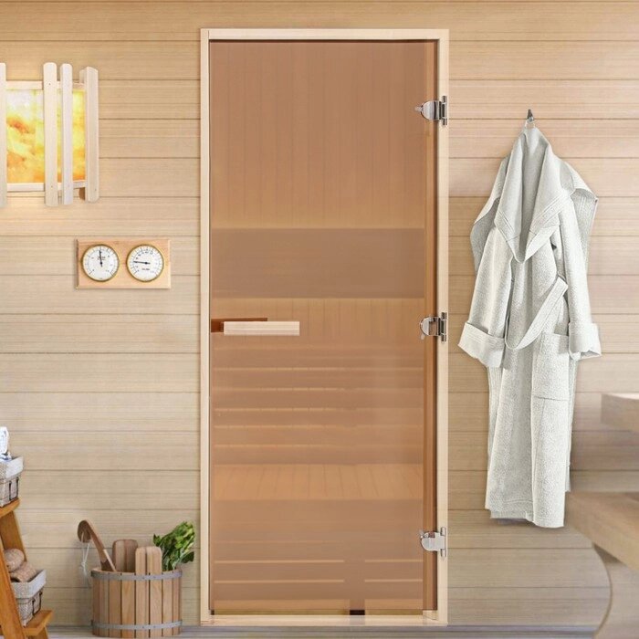 Дверь для бани и сауны 'Бронза', размер коробки 170х80 см, липа, 8 мм от компании Интернет-магазин "Flap" - фото 1