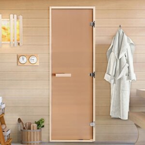 Дверь для бани и сауны 'Бронза'размер коробки 170х80 см, матовая, липа, 8 мм