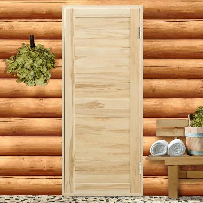 Дверь для бани и сауны из шпунтованной доски, ЛИПА Эконом, 170х70 см от компании Интернет-магазин "Flap" - фото 1