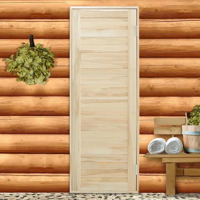 Дверь для бани и сауны из шпунтованной доски, ЛИПА Эконом, 190х70 см от компании Интернет-магазин "Flap" - фото 1