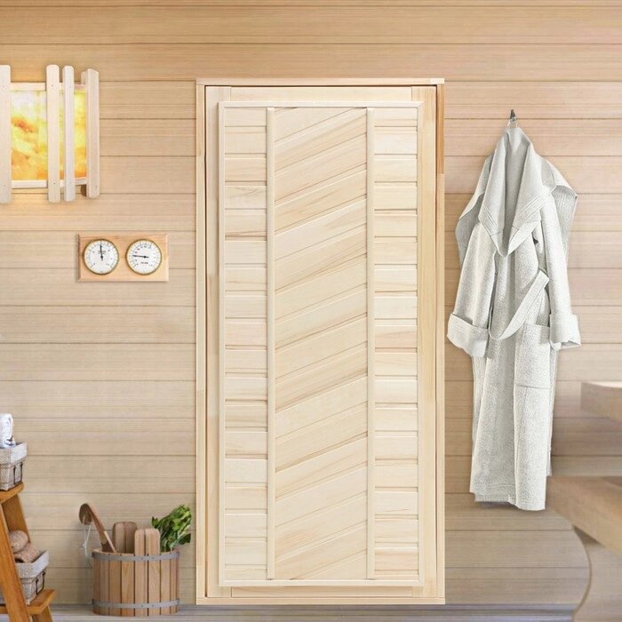Дверь для бани и сауны, размер коробки 170х80 см, универсальная липа от компании Интернет-магазин "Flap" - фото 1