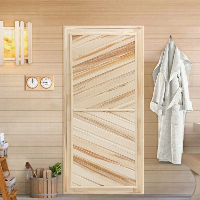 Дверь для бани и сауны, размер коробки 170х80 см, универсальная, липа от компании Интернет-магазин "Flap" - фото 1