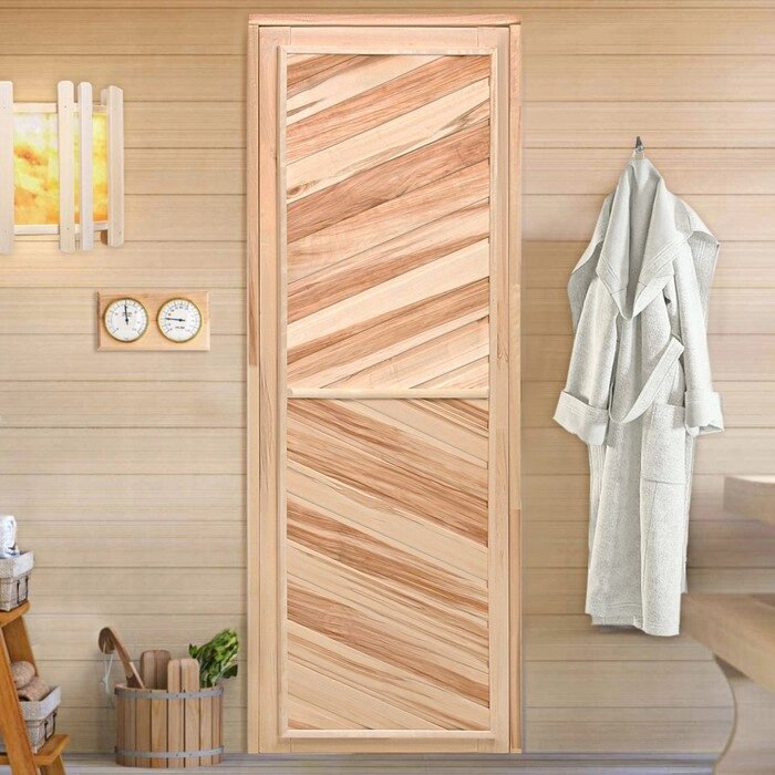 Дверь для бани и сауны, размер коробки 180х70 см, универсальная, липа от компании Интернет-магазин "Flap" - фото 1