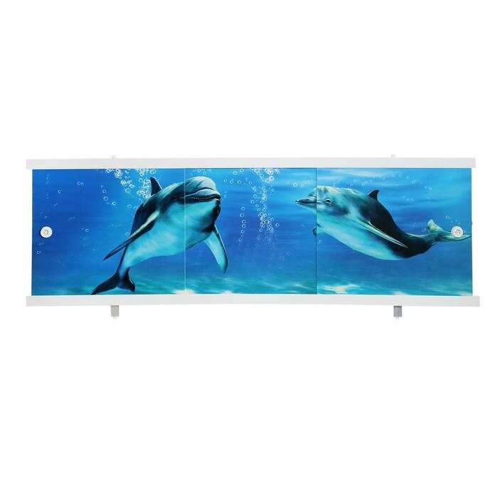 Экран для ванны 'Ультра легкий АРТ' Дельфины, 148 см от компании Интернет-магазин "Flap" - фото 1