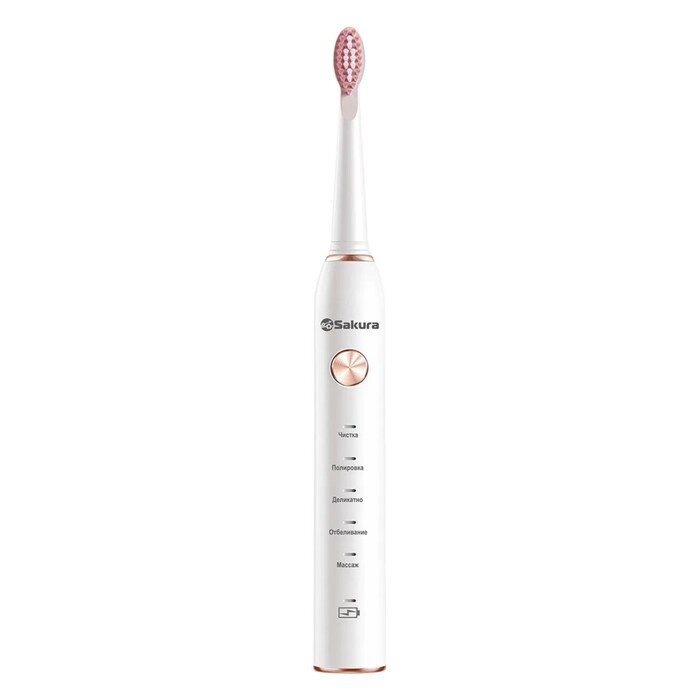 Электрическая зубная щетка Sakura SA-5561W, звуковая, 38000 дв/мин, 2 насадки, розовая от компании Интернет-магазин "Flap" - фото 1
