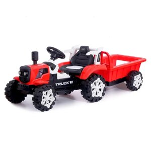 Электромобиль 'Трактор'с прицепом, 2 мотора, цвет красный