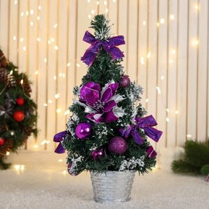 Ёлка декор 'Праздничная' бантик цветок шары, 16х35 см, фиолетовый
