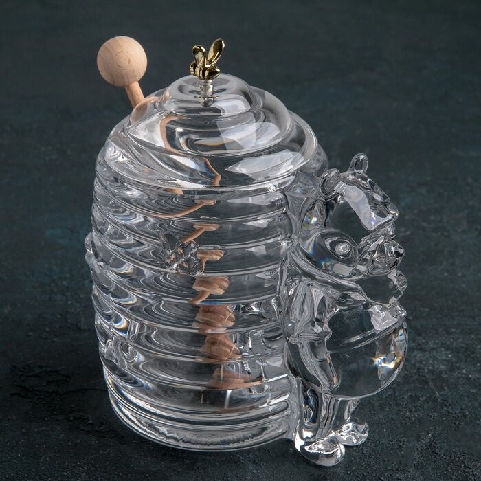 Ёмкость хрустальная для мёда 'Мишка с ульем', 250 мл, h15 см от компании Интернет-магазин "Flap" - фото 1