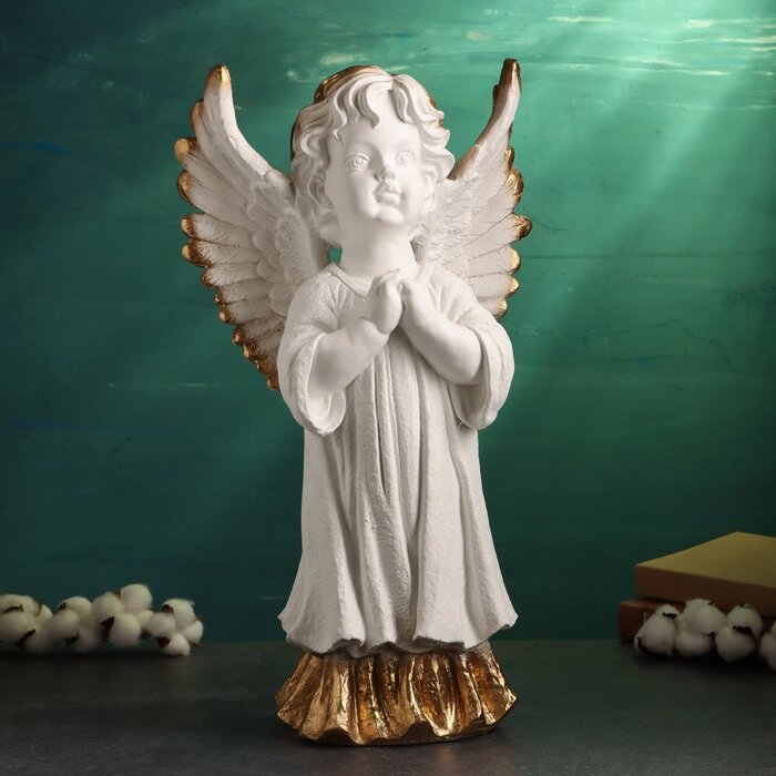 Фигура 'Ангел молящийся большой' белое золото 53х30х20см от компании Интернет-магазин "Flap" - фото 1